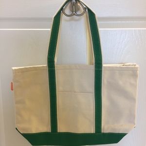 Canvas tote bag with green trim